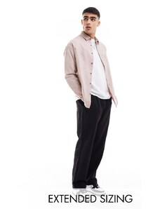 ASOS DESIGN - Camicia oversize anni '90 in misto lino rosa polvere con scollo squadrato