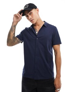 ASOS DESIGN - Camicia in jersey blu navy