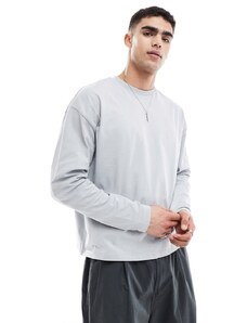 ASOS DESIGN - Maglietta oversize corta squadrata a maniche lunghe grigio chiaro