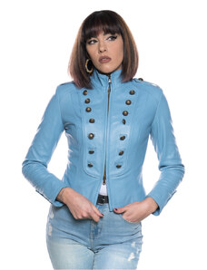 Leather Trend Belen - Giacca Donna Azzurra in Vera Pelle