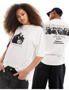 ASOS DESIGN - T-shirt bianca unisex con grafiche "The Breakfast Club" su licenza-Bianco