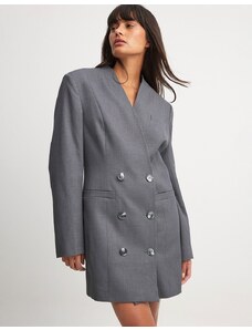 NA-KD - Vestito corto stile blazer dritto grigio-Nero