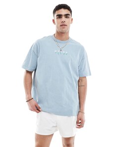 ASOS DESIGN - T-Shirt oversize blu slavato