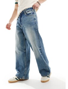 Bershka - Jeans super larghi blu medio slavato