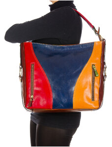 IRIS : borsa donna a spalla in cuoio, colore : MULTICOLOR, SANTINI, Made in Italy