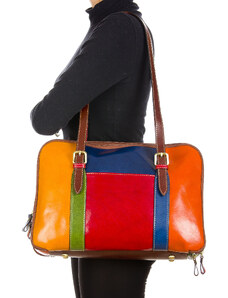ADELAIDE : borsa donna ufficio in cuoio, colore : MULTICOLOR, SANTINI, Made in Italy
