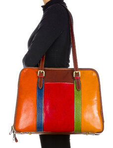ANNALISA : borsa donna a spalla in cuoio, colore: MULTICOLOR, SANTINI, Made in Italy