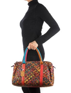 Borsa donna in vera pelle ARIANNA DINI mod. GRAZIA, MULTICOLORE-INTRECCIATO.