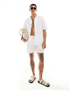 ASOS DESIGN - Camicia oversize anni '90 a maniche corte in seersucker testurizzato bianco in coordinato