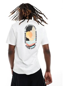 Converse - T-shirt con stampa di tramonto-Bianco
