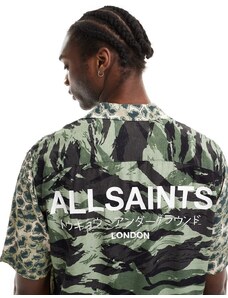 AllSaints - Underground - Camicia con stampa mimetica-Verde