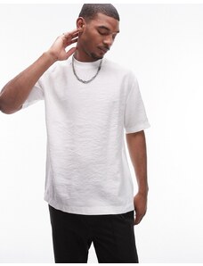 Topman - T-shirt oversize bianca con maniche di media lunghezza-Bianco