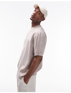 Topman - T-shirt oversize écru con maniche di media lunghezza-Neutro