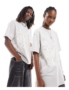 Weekday - T-shirt oversize unisex beige con grafica stampata - In esclusiva per ASOS-Neutro