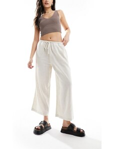 ASOS DESIGN - Pantaloni culotte misto lino di colore neutro