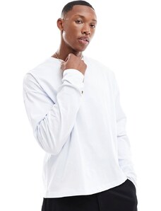ASOS DESIGN - T-shirt corta oversize squadrata a maniche lunghe pesante bianca-Bianco