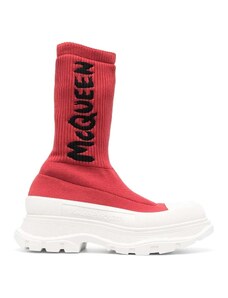 Alexander Mcqueen Sock-Style Logo-Print Boots