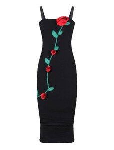 Dolce & Gabbana Rose Applique Midi Dress