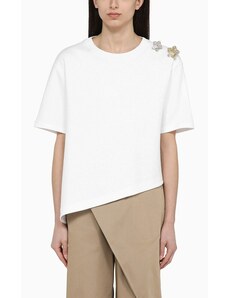 Loewe T-shirt asimmetrica bianca con spille