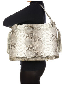 SANTINI LORNA : borsa donna in pelle di pitone, colore : ROCCIA, Made in Italy