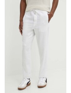 Solid pantaloni in lino colore bianco
