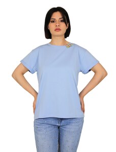 T-shirt maniche corte Donna ZAHJR 53538592 Cotone Blu -