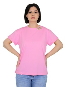 T-shirt maniche corte Donna ZAHJR 53538592 Cotone Rosa -
