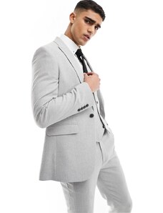 ASOS DESIGN Wedding - Giacca da abito super skinny in micro texture grigio chiaro