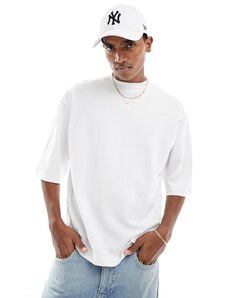 Brave Soul - T-shirt super oversize accollata pesante bianca-Bianco