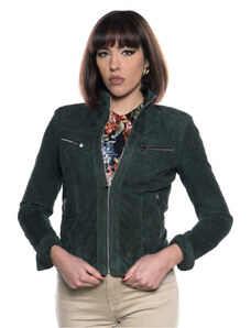 Leather Trend Kelly - Giacca Donna Verde in Vera Pelle di Renna
