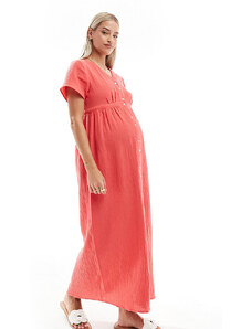 Vero Moda Maternity - Vestito midi rosso con bottoni