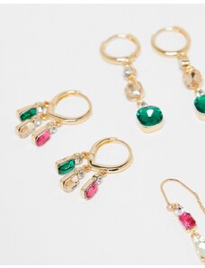 ALDO - Maerel - Confezione multipack di orecchini a cerchio e a bottone con charms color oro