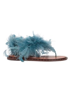 VALENTINO GARAVANI Valentino Feather Trim Leather Sandals