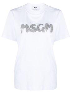 MSGM T-shirt bianca logo glitter