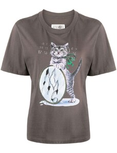 MM6 MAISON MARGIELA T-shirt grigio tortora stampa cat
