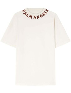 Palm Angels T-shirt bianca logo sul collo
