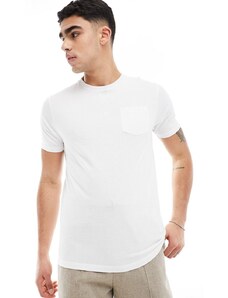 Brave Soul - T-shirt girocollo bianca con tasca-Bianco