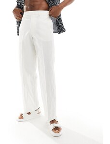 ASOS DESIGN - Pantaloni eleganti a fondo ampio bianchi testurizzati-Bianco