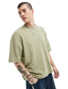 ASOS DESIGN - T-shirt pesante oversize testurizzata kaki-Verde