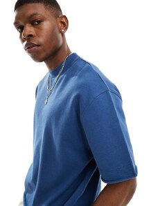 ASOS DESIGN - T-shirt oversize con cuciture blu-Blu navy