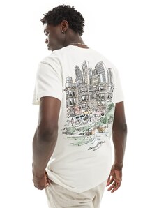 Abercrombie & Fitch - T-shirt comoda bianca con stampa New York City sul retro-Bianco