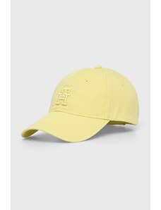 Tommy Hilfiger berretto da baseball in cotone colore giallo con applicazione AW0AW16170