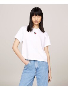 Tommy Jeans T-shirt Squadrata con distintivo Bianca Donna