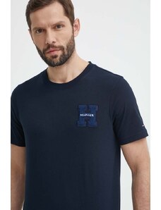 Tommy Hilfiger t-shirt in cotone uomo colore blu navy con applicazione MW0MW34436