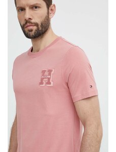 Tommy Hilfiger t-shirt in cotone uomo colore rosa con applicazione MW0MW34436