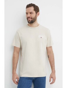 Tommy Jeans t-shirt in cotone uomo colore beige con applicazione DM0DM18665