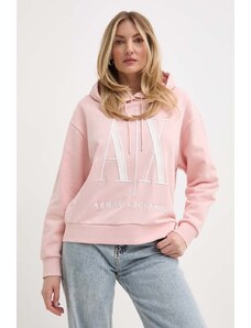 Armani Exchange felpa in cotone donna colore rosa con cappuccio con applicazione