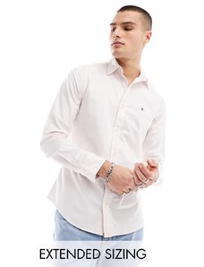 GANT - Camicia Oxford slim fit elasticizzata rosa chiaro a righe con logo