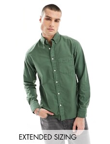 GANT - Camicia Oxford verde scuro sbiadito con logo