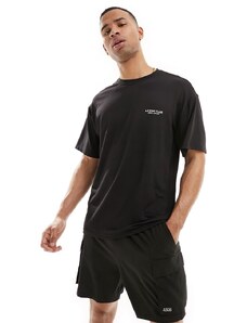 ASOS 4505 - T-shirt da allenamento ampia in rete nera con grafica sul petto-Nero